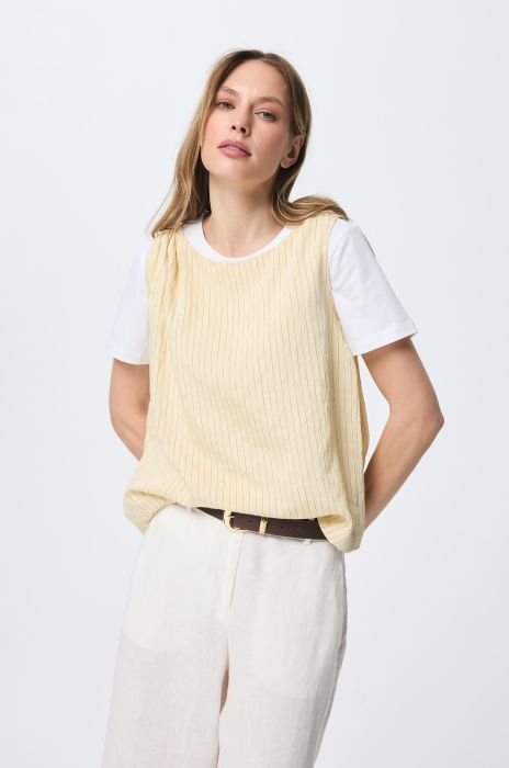 Jasnożółty top w prążek Solar Obraz 2