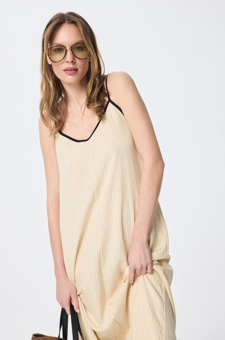 Jasnożółta sukienka w prążek Solar Obraz 2