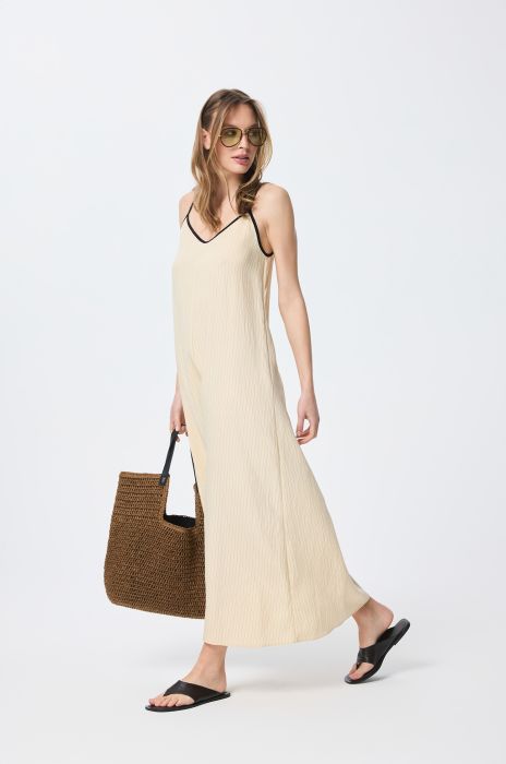 Jasnożółta sukienka w prążek Solar Obraz 1