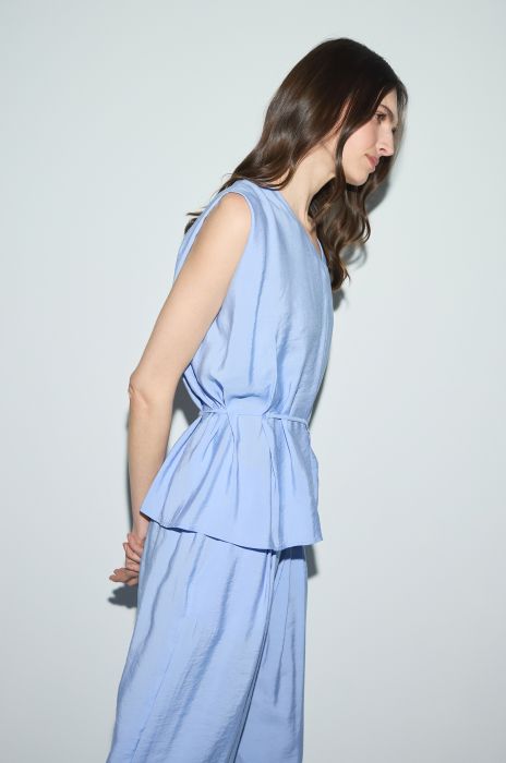 Błękitna taliowana bluzka Solar Obraz 2