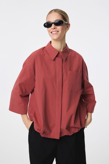 Koszula bawełniana w ceglastym kolorze Solar Obraz 1