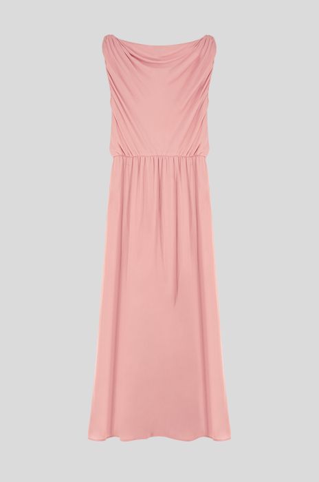 Pudroworóżowa sukienka maxi z falbaną Solar Obraz 5