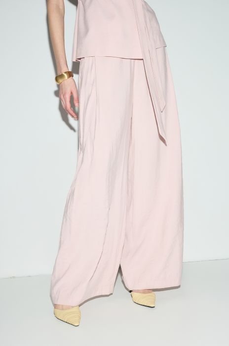 Pudroworóżowe spodnie wide leg Solar Obraz 2