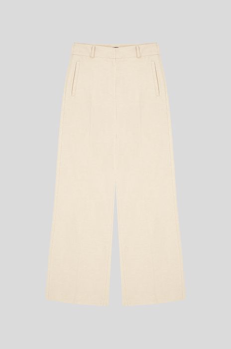 Beżowe spodnie z rozszerzaną nogawką Solar Obraz 3