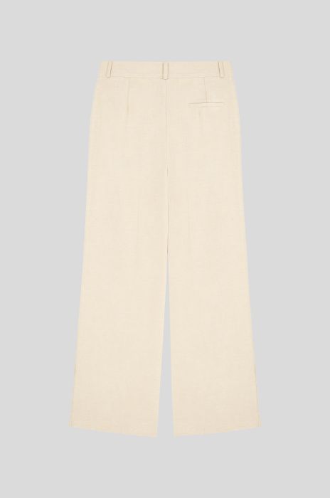 Beżowe spodnie z rozszerzaną nogawką Solar Obraz 4