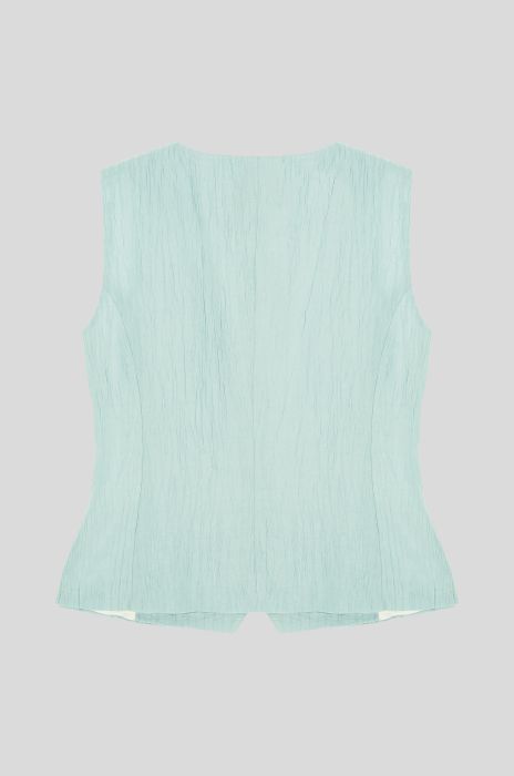 Błękitna kamizelka z biżuteryjnymi guzikami Solar Obraz 4