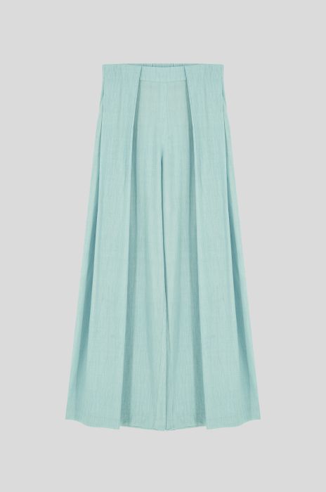 Błękitne spodnie z szeroką nogawką Solar Obraz 3