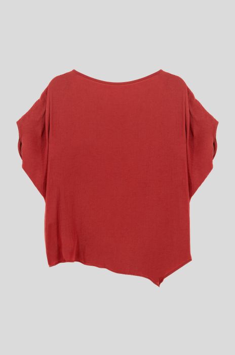 Terakotowa bluzka o asymetrycznym kroju Solar Obraz 4