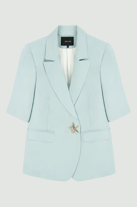 Błękitna marynarka z krótkim rękawem Solar Obraz 4