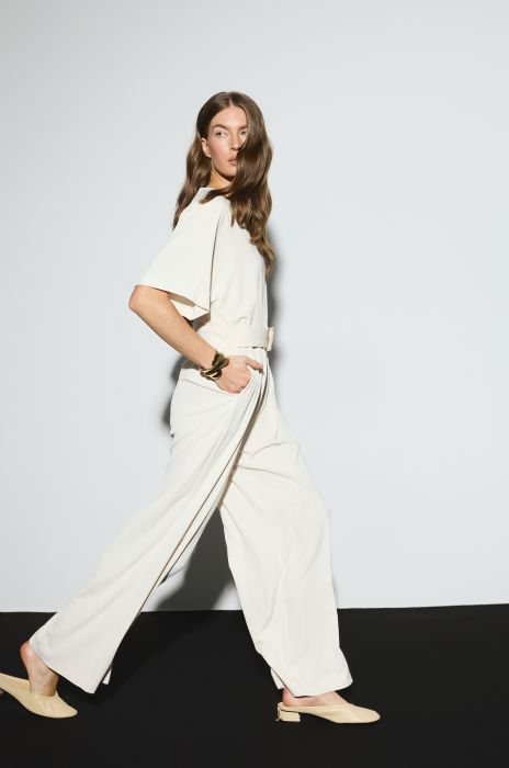 Taliowany kombinezon ecru Solar Obraz 2