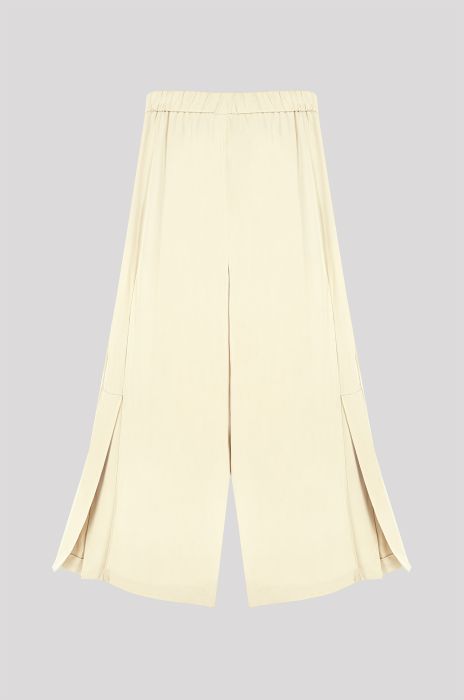 Wiskozowe spodnie ecru Solar Obraz 5