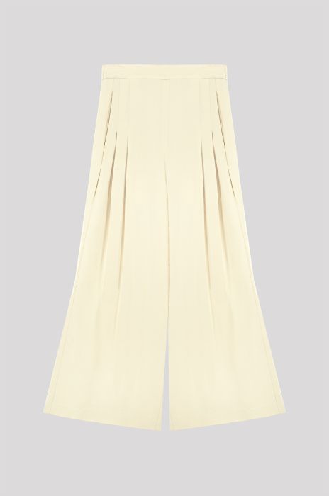 Wiskozowe spodnie ecru Solar Obraz 6