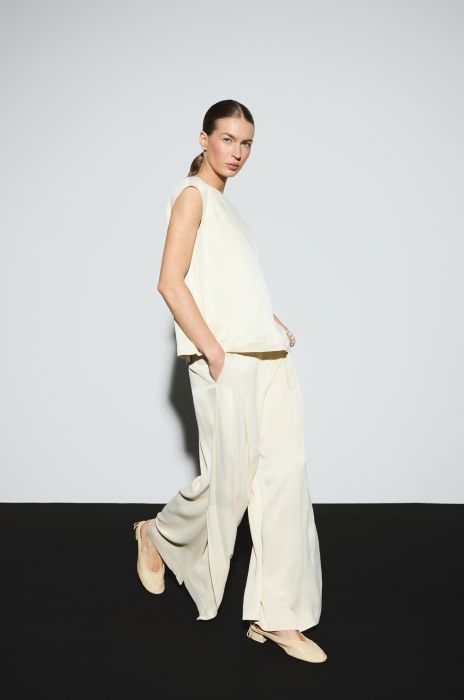 Wiskozowe spodnie ecru Solar Obraz 1