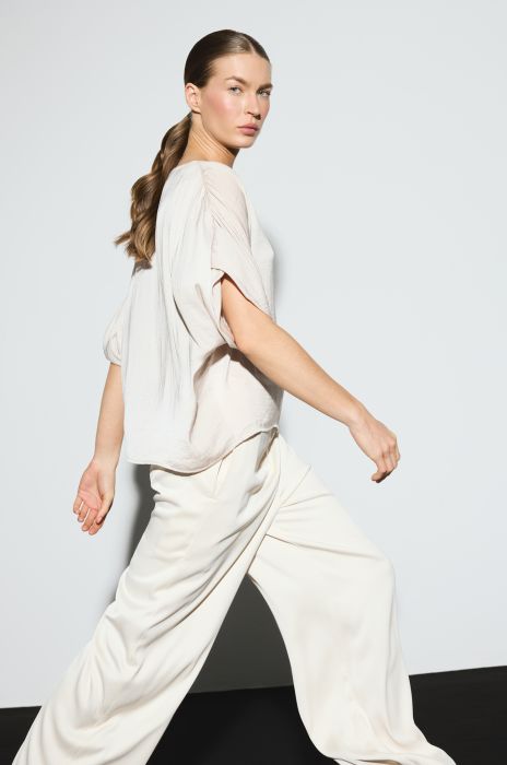 Satynowa bluzka z krótkim rękawem Solar Obraz 2