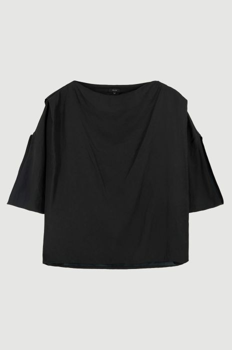 Satynowa czarna bluzka Solar Obraz 4