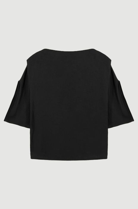 Satynowa czarna bluzka Solar Obraz 5