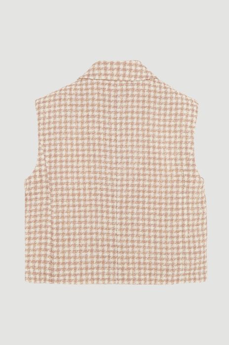 Żakardowa kamizelka w jasnoróżową kratę Solar Obraz 4