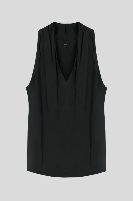 Satynowy czarny top Solar Obraz 4