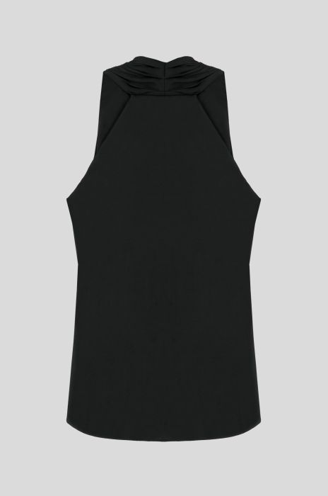 Satynowy czarny top Solar Obraz 5