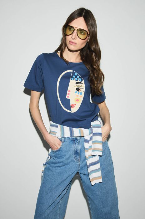 Granatowa bluzka z portretem Solar Obraz 1