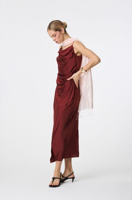 Drapowana sukienka z satynowej tkaniny Solar Obraz 2