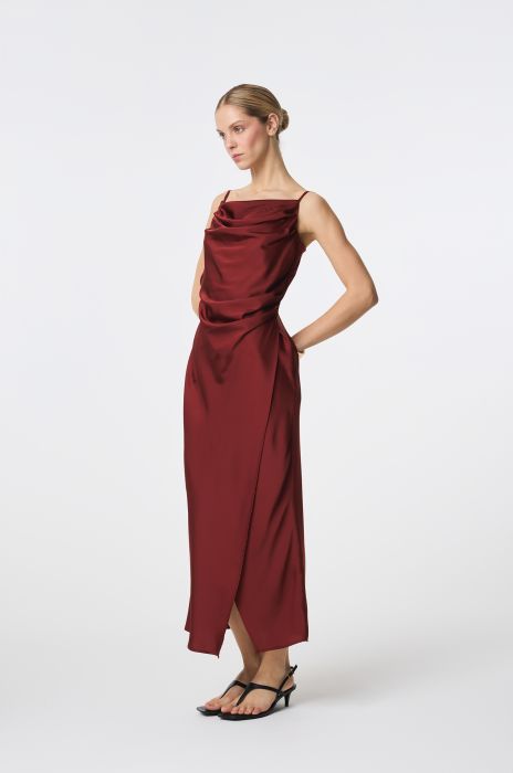 Drapowana sukienka z satynowej tkaniny Solar Obraz 3