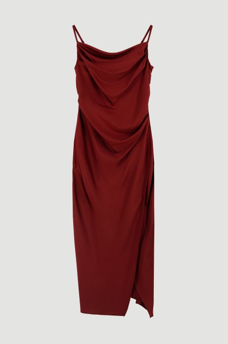 Drapowana sukienka z satynowej tkaniny Solar Obraz 4