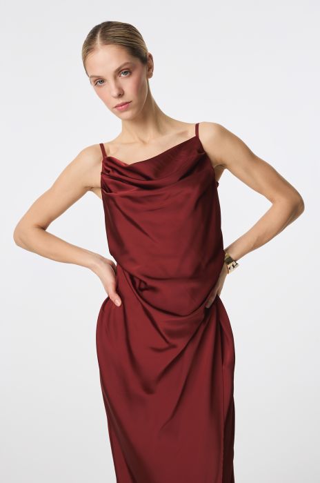 Drapowana sukienka z satynowej tkaniny Solar Obraz 1