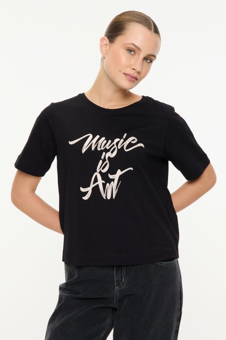 Bawełniana bluzka z napisem "music is art" Solar Obraz 2