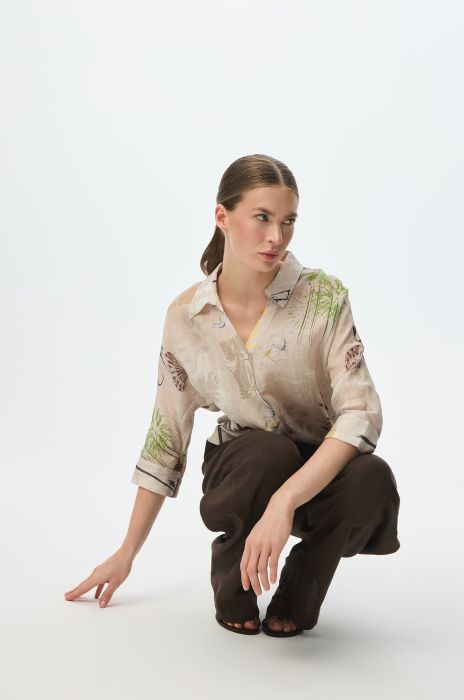 Koszula z ramii z letnim printem Solar Obraz 2