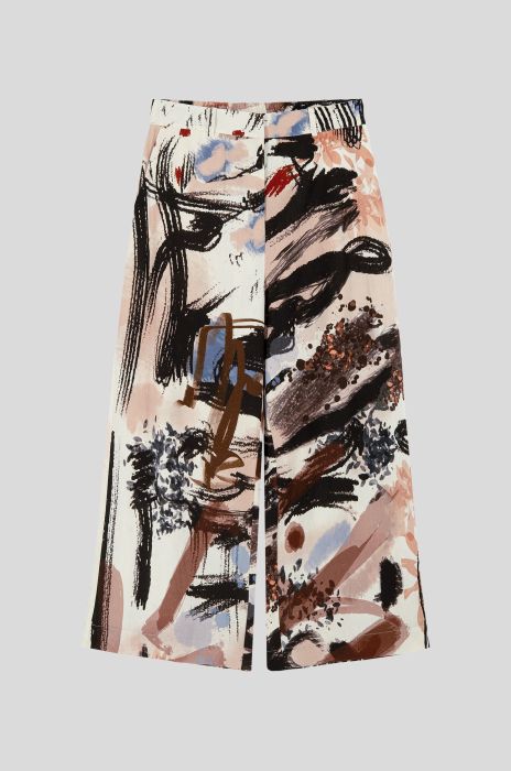 Spodnie z lnu i wiskozy z autorskim printem Solar Obraz 4