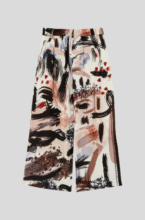 Spodnie z lnu i wiskozy z autorskim printem Solar Obraz 5