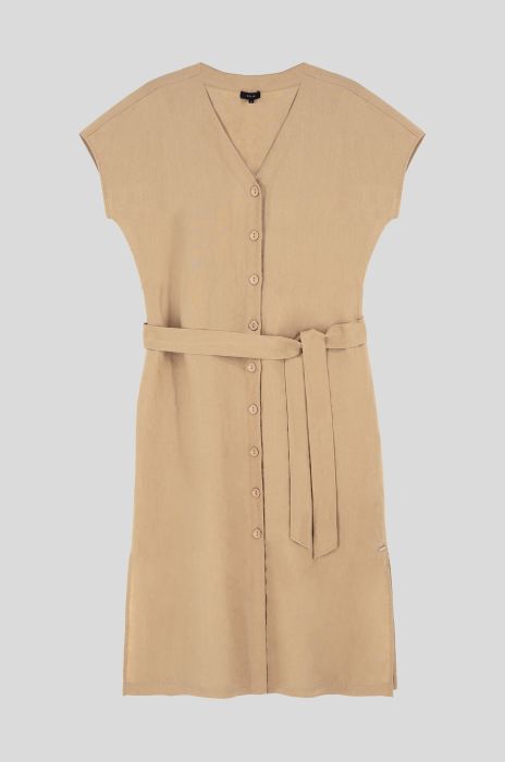 Lniana sukienka midi z paskiem Solar Obraz 3