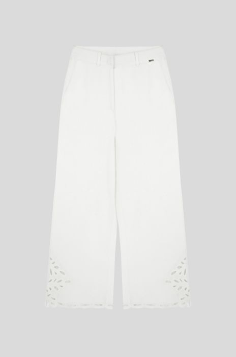 Lniane spodnie z ażurowym haftem Solar Obraz 3