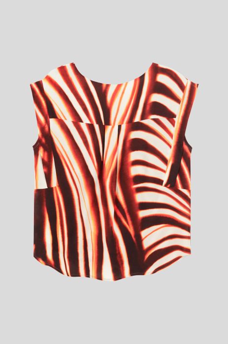 Wiskozowa bluzka z terakotowym printem Solar Obraz 3