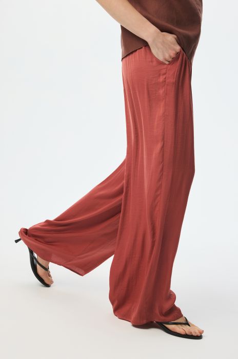 Satynowe spodnie wide leg Solar Obraz 2