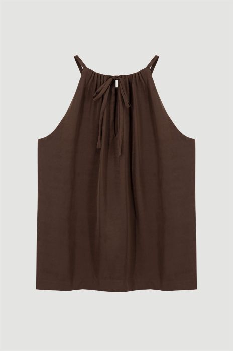 Brązowy top z dekoltem typu halter Solar Obraz 5