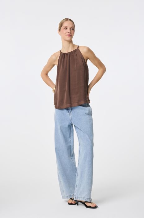 Brązowy top z dekoltem typu halter Solar Obraz 1