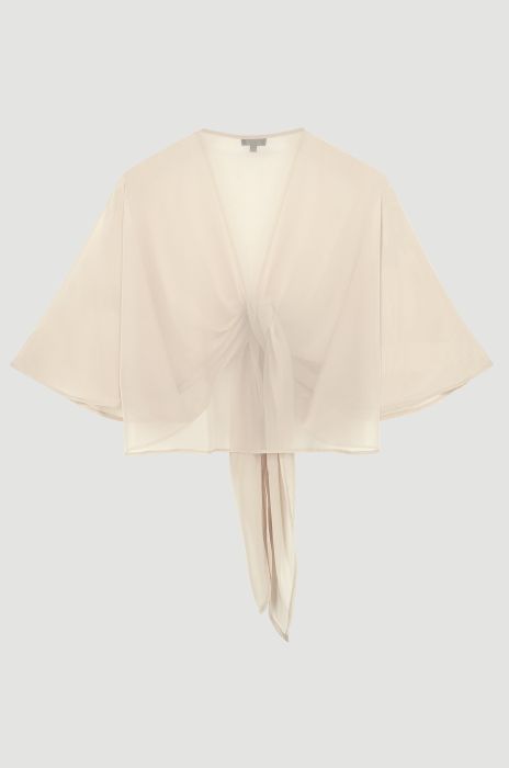 Narzutka z szyfonu w kolorze ecru Solar Obraz 4