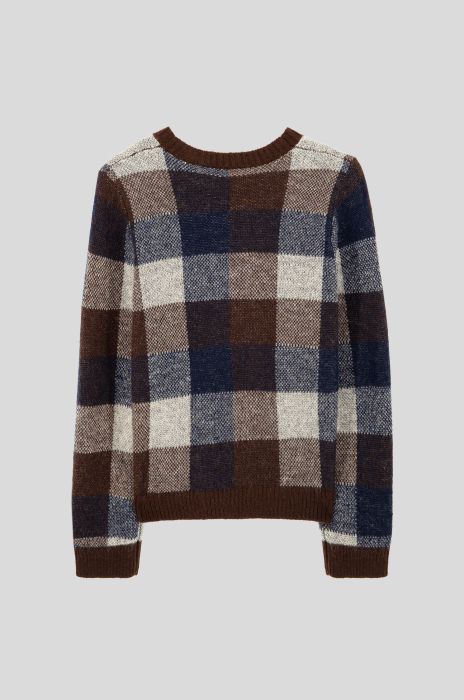 Sweter w kratę z wełną i moherem Solar Obraz 3