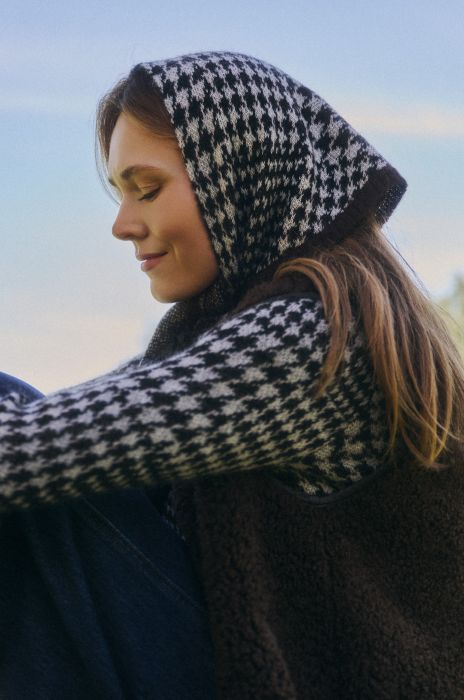 Sweter w pepitkę z wełną i moherem Solar Obraz 2