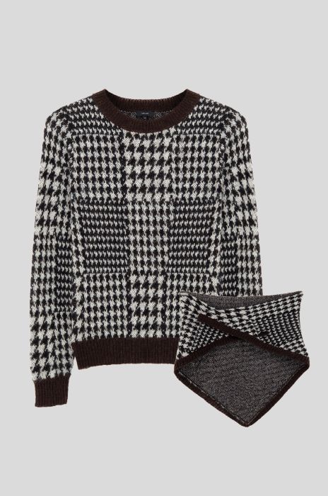 Sweter w pepitkę z wełną i moherem Solar Obraz 3