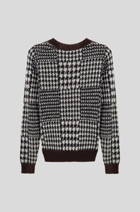 Sweter w pepitkę z wełną i moherem Solar Obraz 4