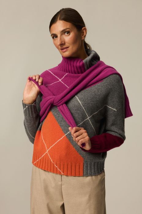 Sweter z wełny merino w romby Solar Obraz 2