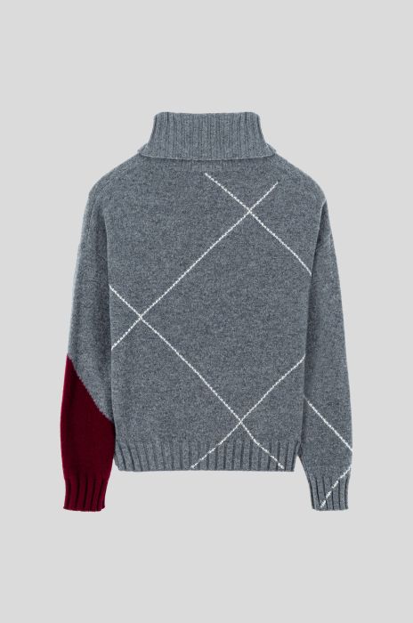 Sweter z wełny merino w romby Solar Obraz 7