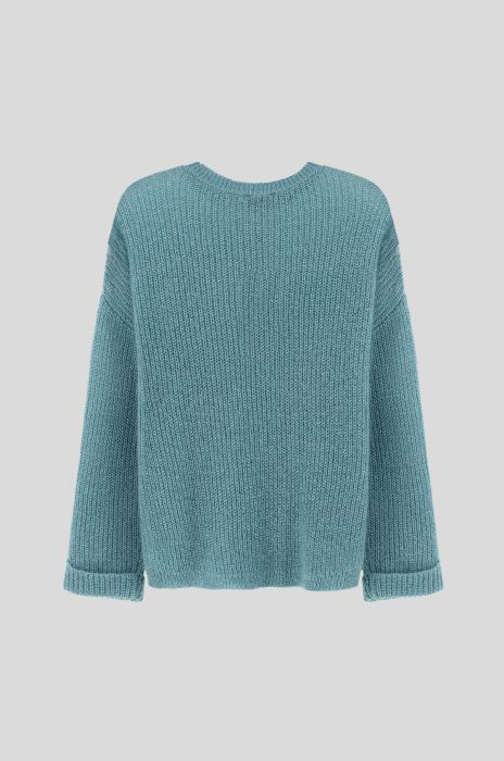 Błękitny sweter z wełną i moherem Solar Obraz 3