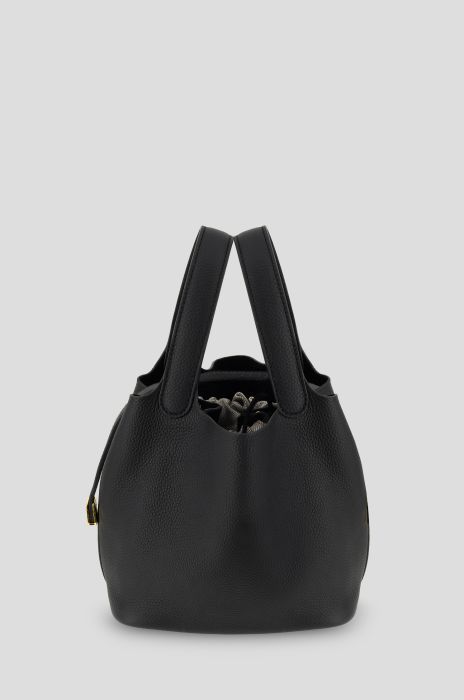 Czarna torebka ze skóry naturalnej typu bucket bag Solar Obraz 1