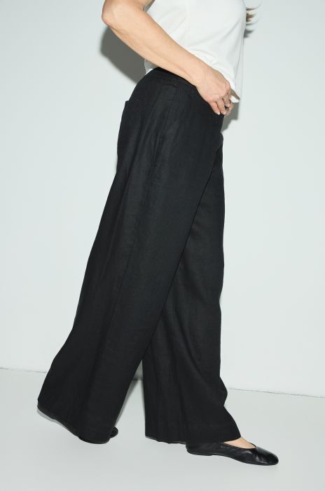 Lniane spodnie z rozszerzaną nogawką Solar Obraz 2