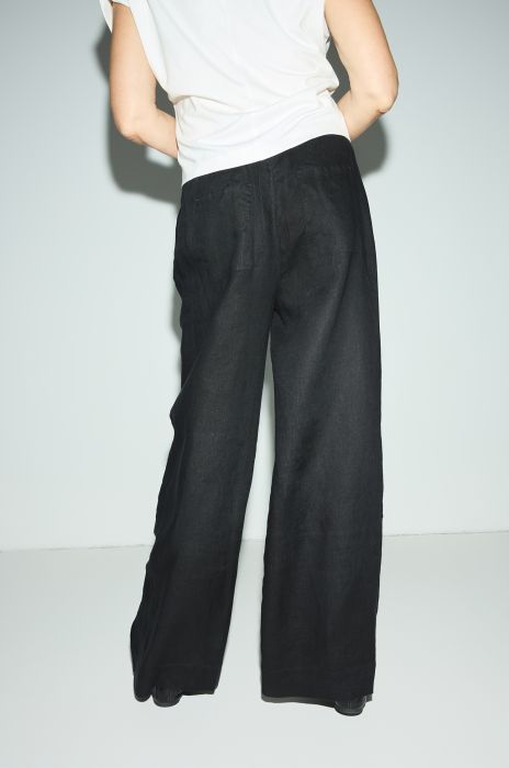 Lniane spodnie z rozszerzaną nogawką Solar Obraz 3