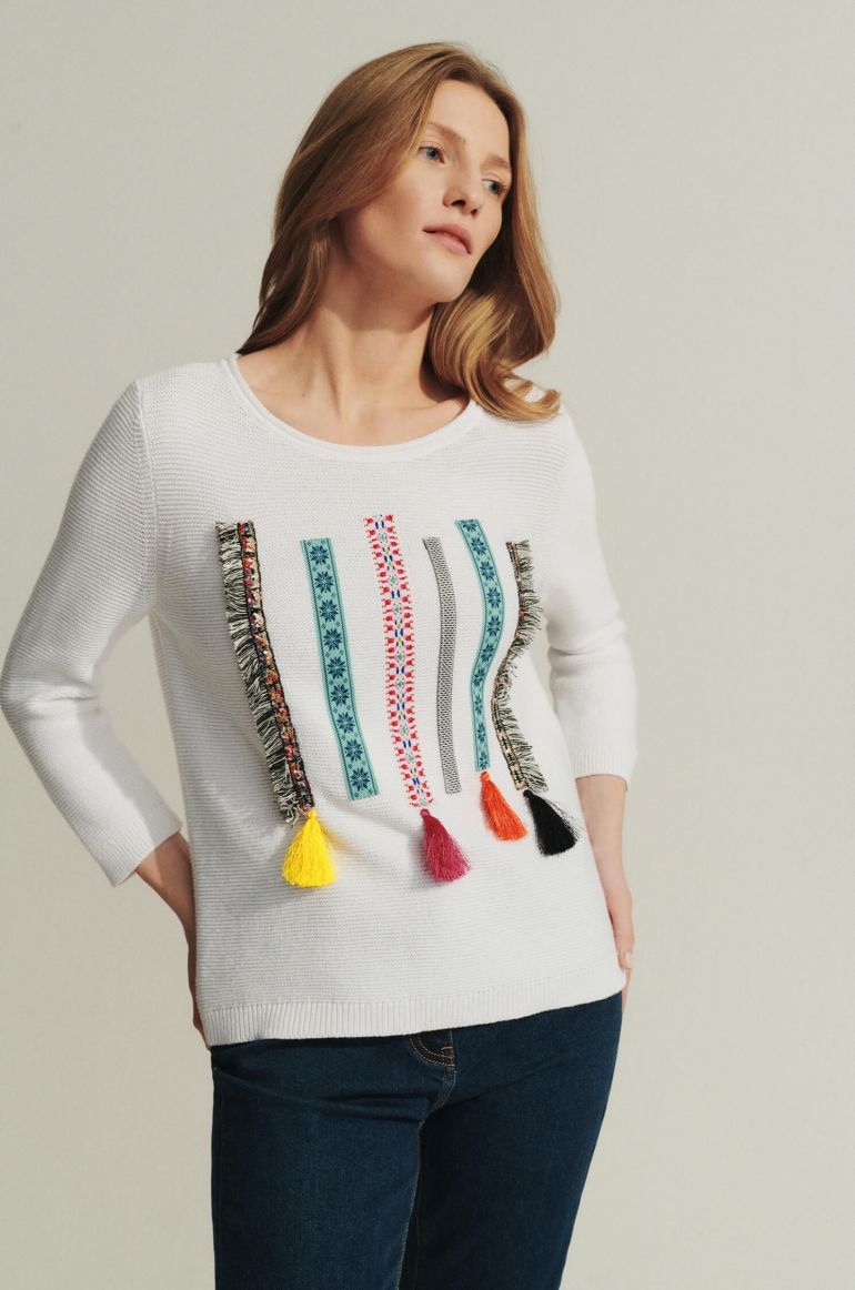 Bawełniany sweter z aplikacją